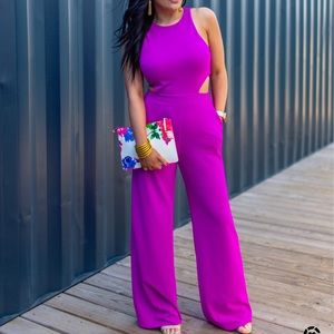 Fuchsia/Purple Wife-Leg Jump Suit
